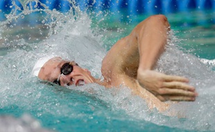 Yannick Agnel lors du 200m nage libre du Grand Prix de Santa Clara, aux Etats-Unis, le 21 juin 2014.
