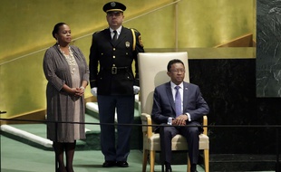Le président malgache Hery Rajaonarimampianina avant son discours à l'ONU le 22 septembre 2016.
