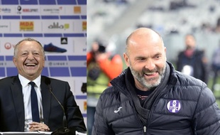 Jean-Michel Aulas, le président de l'OL, et Pascal Dupraz, l'entraîneur du TFC.
