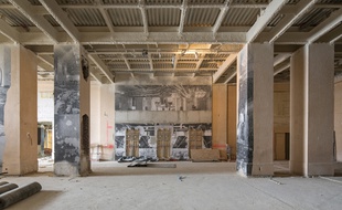 Photo du chantier du musée de l'Homme, entrée du musée.