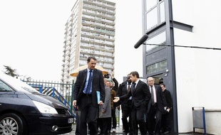 Nicolas Sarkozy, lors d'un déplacement à Drancy, le 10 avril 2012.