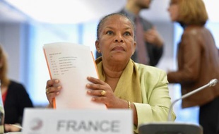 La ministre de la Justice Christiane Taubira à Riga, le 30 janvier 2015