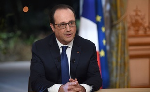 Le président François Hollande lors du JT de 20 heures en direct du palais de l'Elysée, le 11 février 2016.