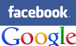 Les logos officiels de Facebook et Google.