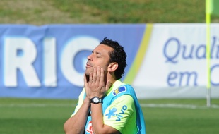 L'attaquant brésilien Fred à l'entraînement, le 2 juillet 2014, à Granja Comary.