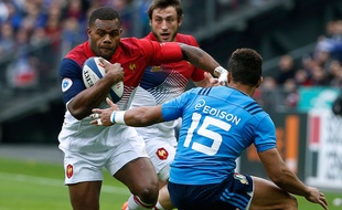 Virimi Vakatawa lors du match entre la France et l'Italie le 6 février 2016.