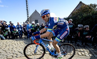 Le Belge Antoine Demoitié sur la course E3 Prijs Vlaanderen Harelbeke, le 25 mars 2016, deux jours avant sa mort sur Gand-Wevelgem.
