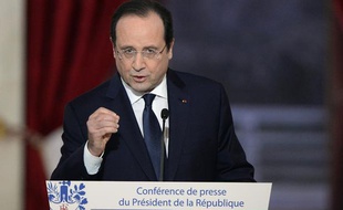 François Hollande lors de la conférence de presse donnée à l'Elysée le 14 janvier 2014.