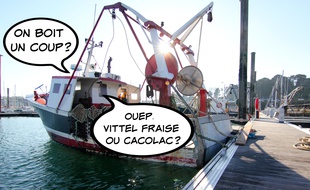 Illustration d'un bateau de pêche amarré au ponton du port de Saint-Malo.