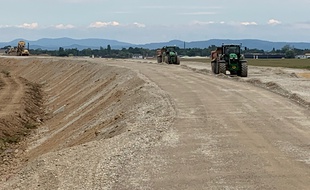 Chantier de la rocade sud à hauteur de Geispolsheim. Le 12 septembre 2019.