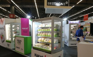 Le stand de Kokiriki au Salon international de l'alimentation 2018 où la société a dévoilé en avant-première ses charcuteries végétales.