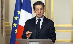 Nicolas Sarkozy, le 18 janvier à l'Elysée à l'issue du "sommet sur la crise".