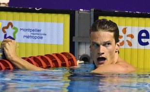 Yannick Agnel aux championnats de France de natation le 30 mars 2015.