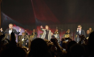 Johnny Hallyday, Eddy Mitchell et Jacques Dutronc, le 5 novembre 2014 à Bercy.