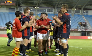 Le pilier Clément Castets lors d'un match de l'équipe de France des moins de 20 ans contre l'Ecosse, le 20 mai 2016 à Perpignan.