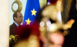 Le président François Hollande à l'Elysée avant un dîner avec le président chinois,le 26 mars 2014