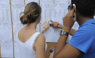 Des élèves découvrant leurs résultats au bac (illustration).