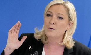 Marine Le Pen au siège du FN le 22 mars 2015 à Nanterre