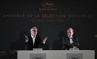 Thierry Frémaux et Pierre Lescure dévoile la Sélection officielle de Cannes 2018, le 12 avril 2018.