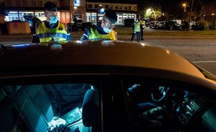 Un contrôle de gendarmerie à Cugnaux près de Toulouse, dans la nuit du 17 au 18 octobre 2020.