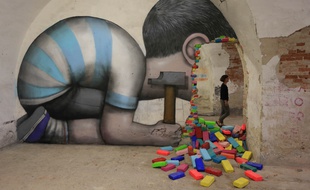 Oeuvre de Seth. Musée des arts urbains et du street art (Mausa) dans la citadelle Vauban à Neuf-Brisach, inscrite au patrimoine mondial de l'Unesco