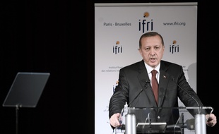 Le président turc Recep Tayyip Erdogan lors d'un discours à l' Automobile Club de France à Paris le 31 octobre dernier.