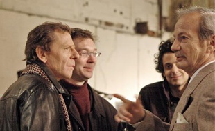 Sur le tournage du court métrage Climax avec le comédien Patrick Chesnais (à droite).
