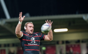 Le deuxième ligne du Stade Toulousain Romain Millo-Chluski lors d'un match de Coupe d'Europe contre les Italiens des Zebre, le 11 octobre 2013 au stade Ernest-Wallon.
