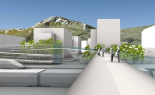 Une passerelle enjambera les voies pour relier la gare centrale au nouveau bâtiment annexe côté Europole.