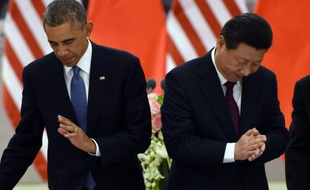 Le président américain Barack Obama et son homologue chinois Xi Jinping le 12 novembre 2014 à Pékin