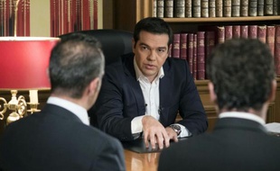Le Premier ministre grec Alexis Tsipras lors d'une interview le 14 juillet 2015 à Athènes