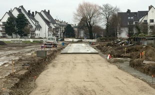 Le chantier de l'extension du tram E à la Robertsau.