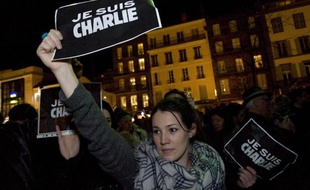 Manifestation de soutien aux victimes de l'attaquec contre Charlie Hebdo, le 7 janvier 2015 à Clermont-Ferrand