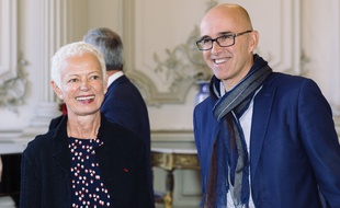 Frédéric Bierry, président du conseil départemental du Bas -Rhin, avec Brigitte Klinkert, présidente du conseil départemental du Haut-Rhin. Illustratio
