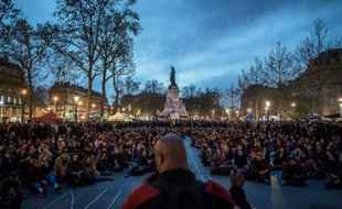 Rassemblement du mouvement Nuit Debout, place de la République à Paris le 20 avril 2016