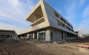 Strasbourg le 24 octobre 2014.Chantier de l'école européenne de Strasbourg qui ouvrira ses portes pour la rentrée 2015