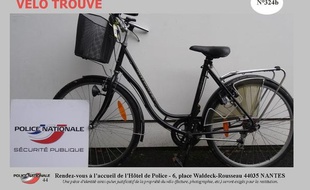 Un vélo volé retrouvé par le commissariat de Nantes.