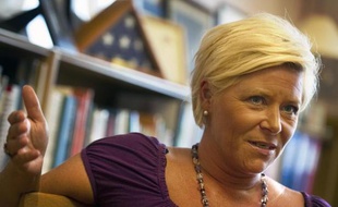 La chef du parti du Progrès (FrP), Siv Jensen, le 2 août 2011 à Oslo