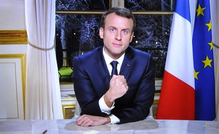 Emmanuel Macron lors de ses voeux télévisés aux Français, le 31 décembre 2017.