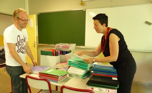 Villeurbanne, le 31 août 2016. Les enseignants du collège des Iris, à Villeurbanne près de Lyon, ont effectrué leur pré rentrée ce mercredi. Une rentrée marquée par la mise en oeuvre de la réforme du collège.