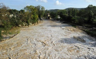 Inondations à Collias, le 10 octobre 2014, dans le Gard