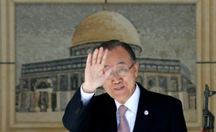 Le secrétaire général de l'ONU, Ban Ki-moon, le 21 octobre 2015, à Ramallah