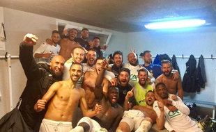 La joie des joueurs de Tournefeuille après leur succès sur Luzenac en Coupe de France, le 21 octobre 2017.