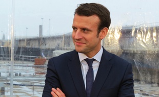 Emmanuel Macron, alors ministre de l'Economie, à Saint-Nazaire