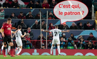 Kylian Mbappé après avoir marqué le deuxième du PSG sur la pelouse de Manchester Untied, en 8e de finale aller de la Ligue des champions, le 12 février 2019.