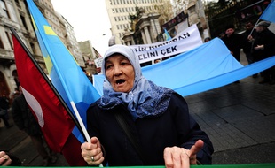 Une femme turque manifeste à Istanbul contre la visite du président russe en Turquie le 1er décembre dernier.