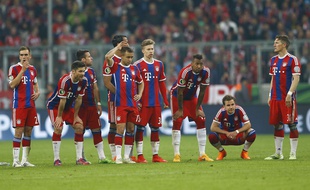 Les joueurs du Bayern Munich après leur élimination en Coupe d'Allemagne le 28 mars 2015.