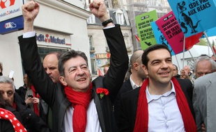 Jean-Luc Mélenchon et Alexis Tsipras à Paris, en avril 2014.