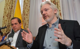 Julian Assange à l'ambassade d'Equateur de Londres, le 18 juin 2014