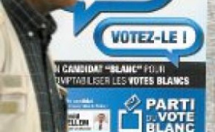 Une affiche du Parti du vote blanc.